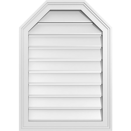 Ekena Millwork Octagonal Top Surface Mount PVC Gable Vent w/ 2"W x 1-1/2"P Brickmould Frame, 20"W x 28"H GVPOT20X2802SF